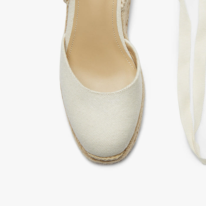 Monaco 8 - Ivory Wedge Espadrilles