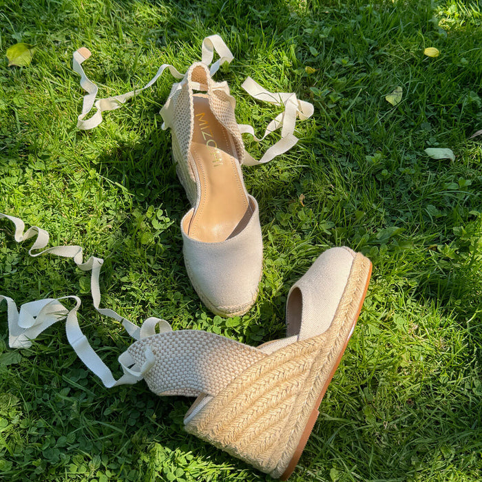 Monaco 8 - Ivory Wedge Espadrilles