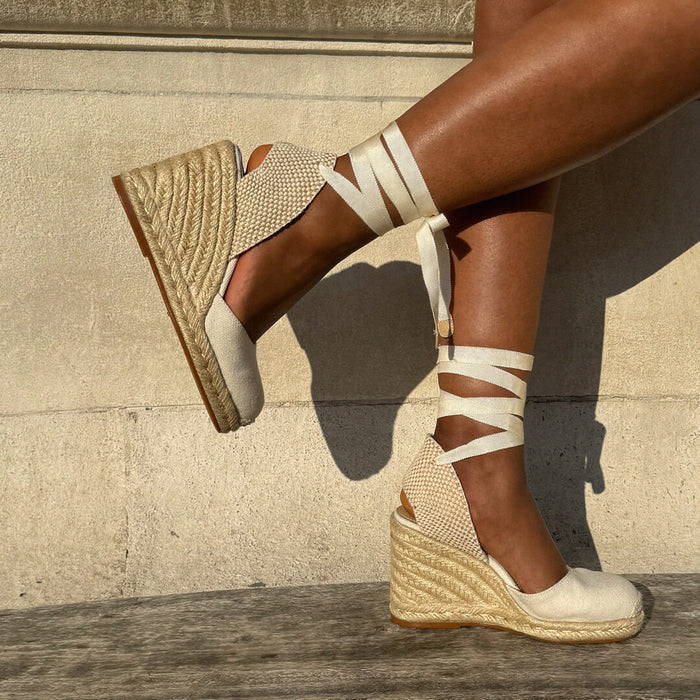 Monaco 8 - Ivory Wedge Espadrilles