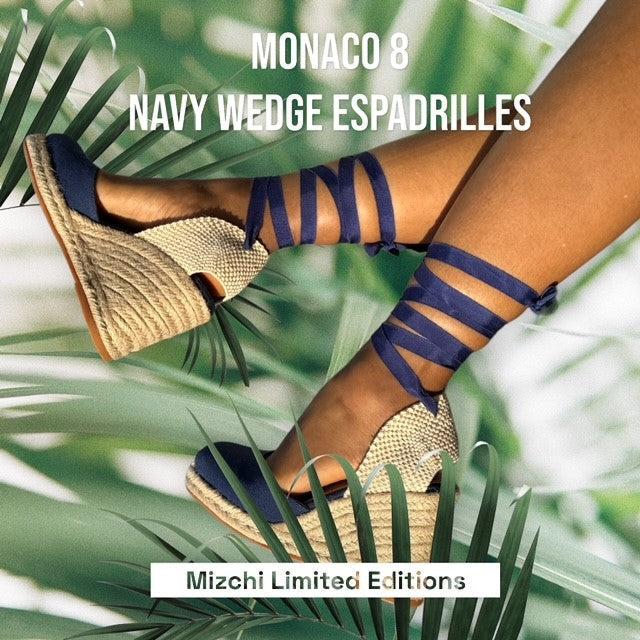 Monaco 8 - Navy Wedge Espadrilles