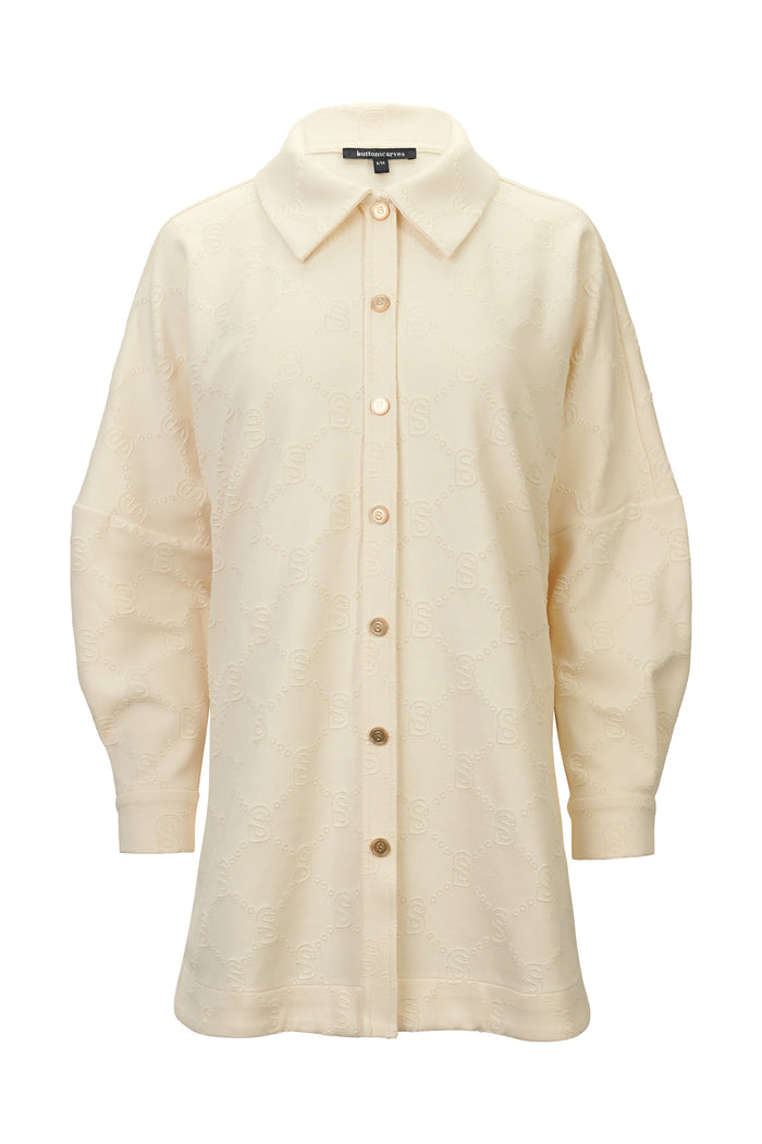 Monogram Beverly Knit Oversized Shirt - Cream
