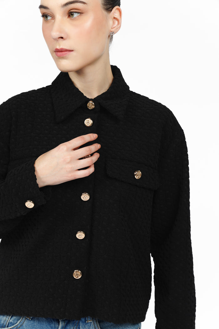 Monogram Luna Knit Crop Jacket - Black