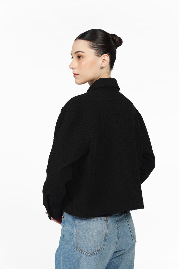 Monogram Luna Knit Crop Jacket - Black