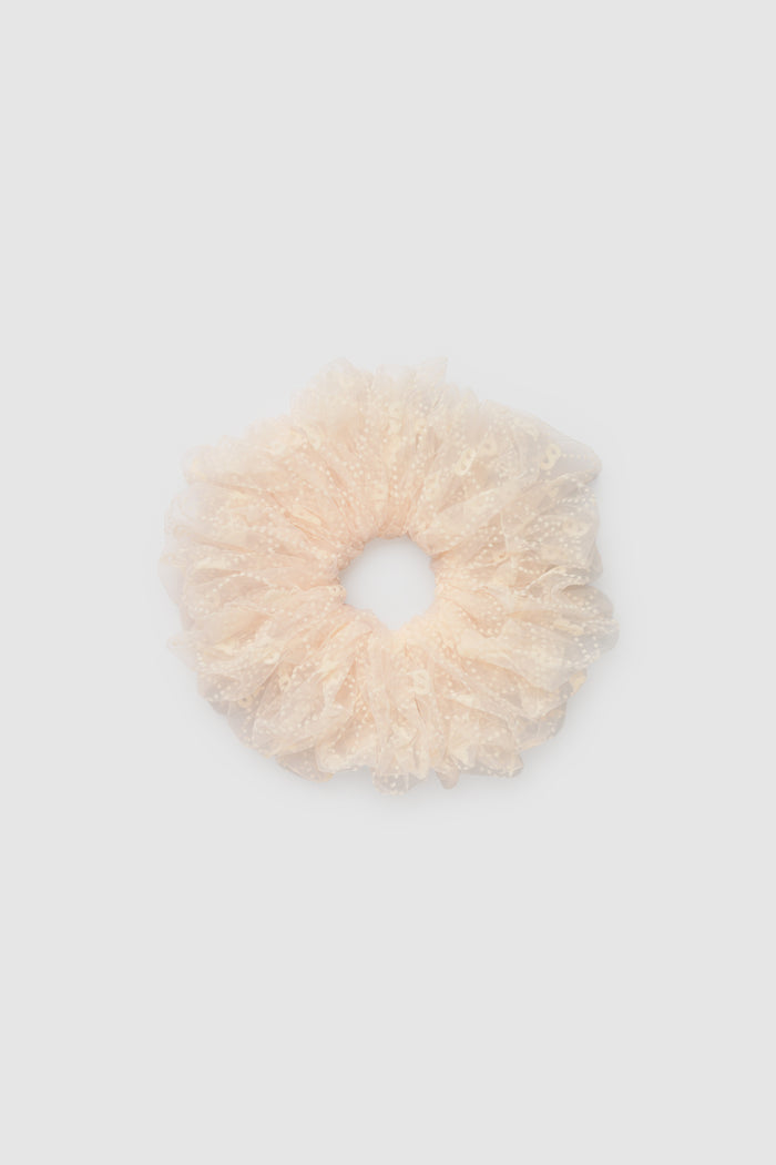 monogram mesh scrunchie in cowrie by buttonscarves