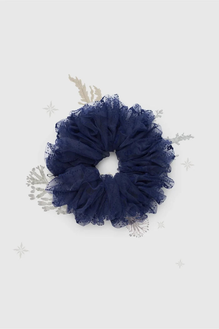 monogram mesh scrunchie in deepsea by buttonscarves