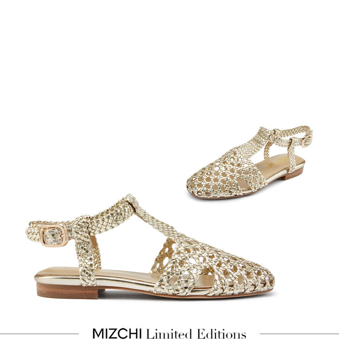 Mykonos Gold - Woven Leather Sandals