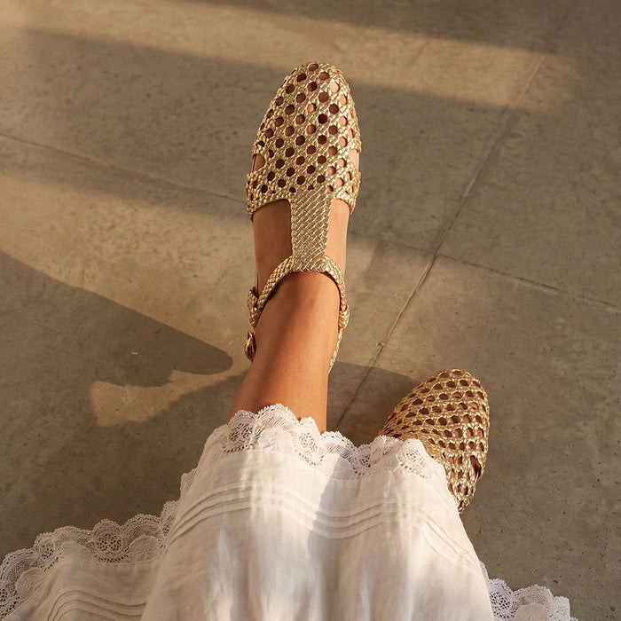 Mykonos Gold - Woven Leather Sandals