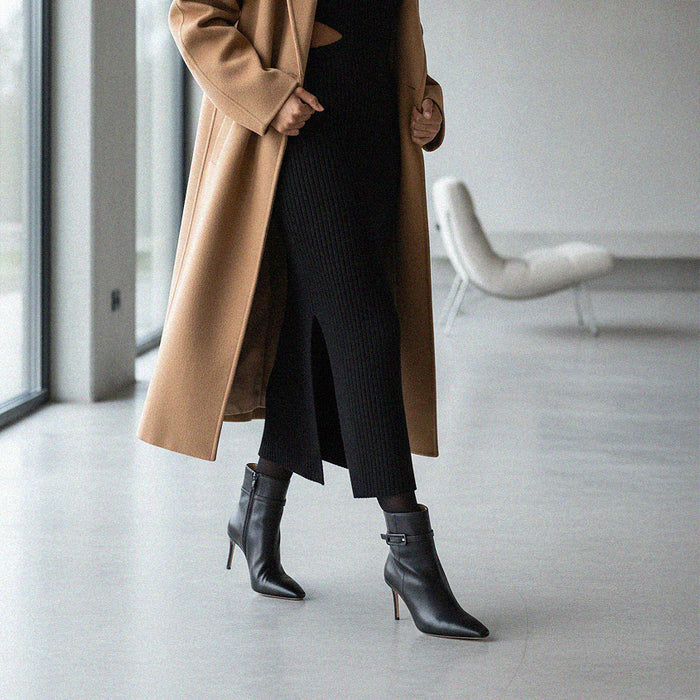 Na-Netta Black - Leather Ankle Boots