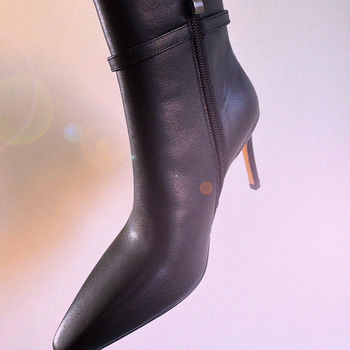 Na-Netta Black - Leather Ankle Boots