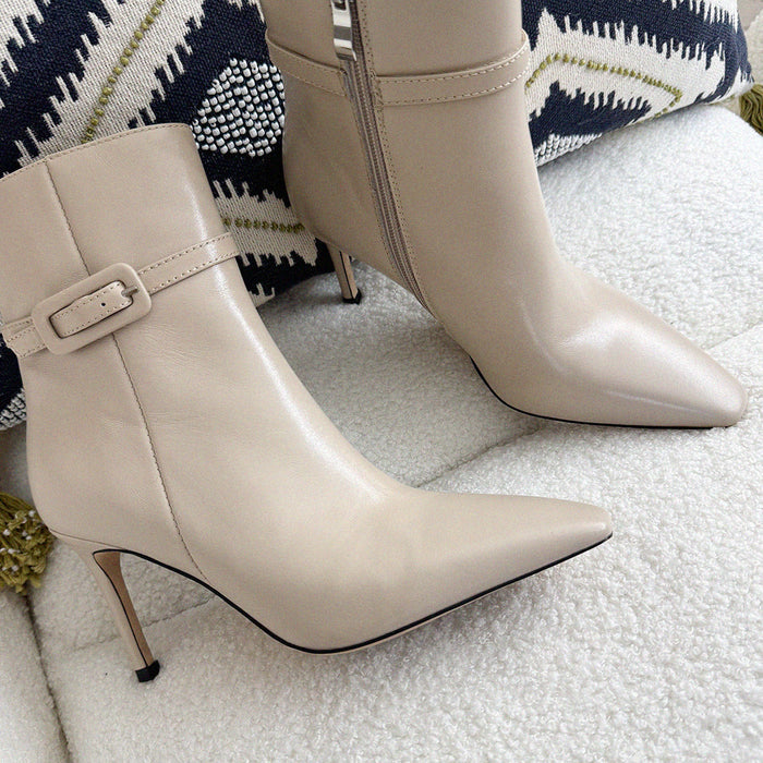 Na-Netta Cream-Beige - Leather Ankle Boots