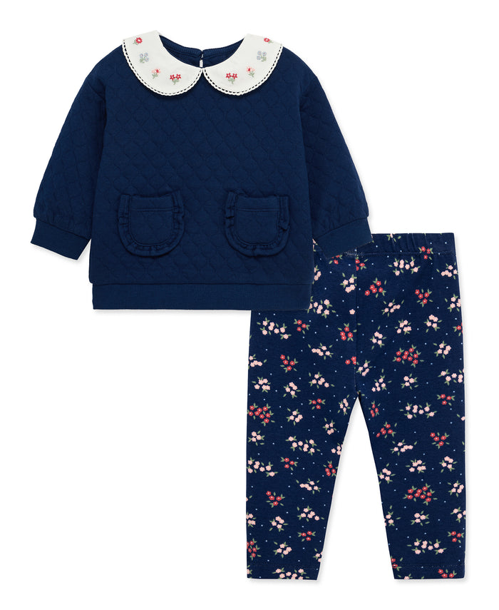 Navy Floral 2-Piece Sweatshirt Set (12M-24M) - Little Me