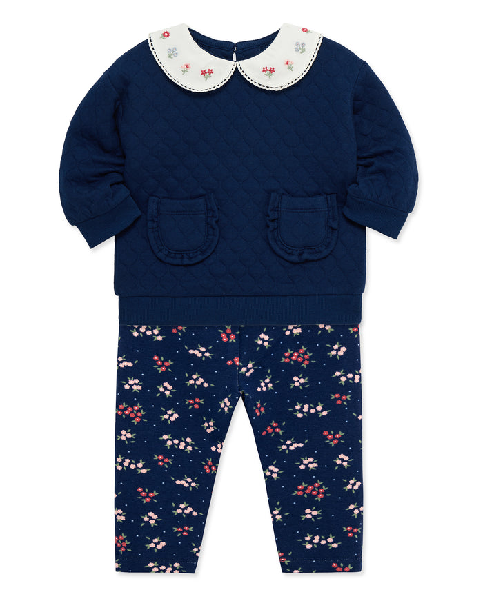 Navy Floral 2-Piece Sweatshirt Set (12M-24M) - Little Me