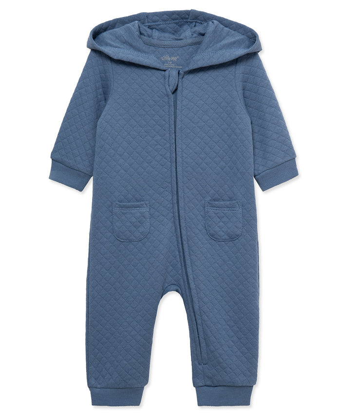 Navy Quilt Hooded Coverall (3M-12M) - Little Me