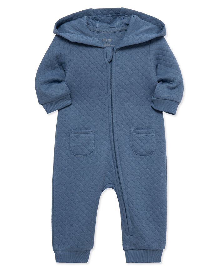 Navy Quilt Hooded Coverall (3M-12M) - Little Me