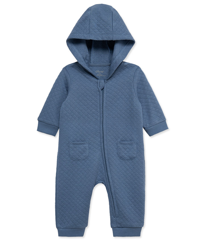 Navy Quilt Hooded Coverall (3M-12M) - Little Me