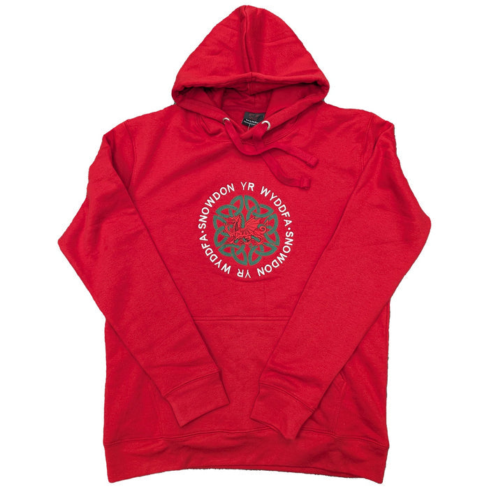 New Snowdon Celtic Knot Red Hoodie | Premium Unisex Pullover Sweatshirt with Celtic Knot & Snowdon Design | Soft, Warm, Durable & Stylish Welsh Heritage Hoodie for Everyday Comfort & Travel