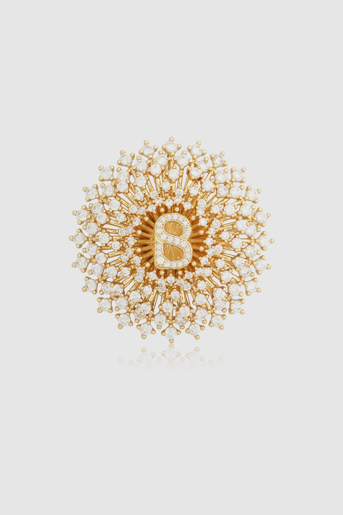 noura brooch in gold by buttonscarves front view