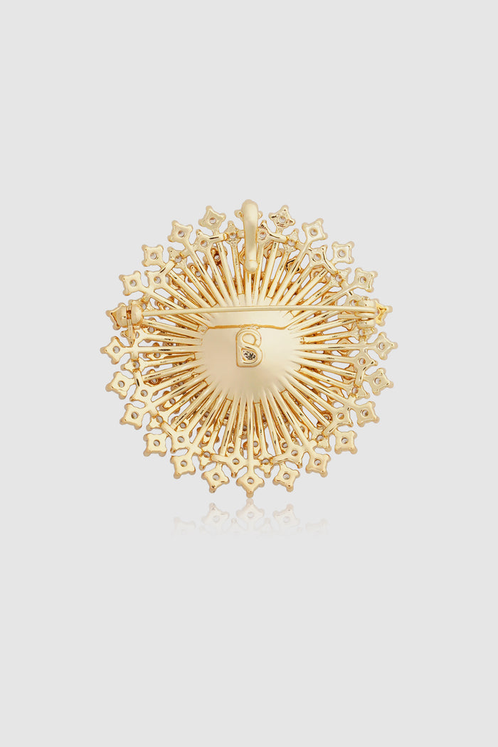 noura brooch in gold by buttonscarves back view