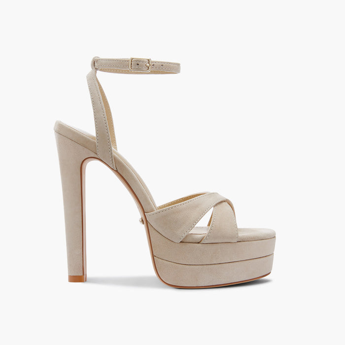 Nova Beige - Suede Platform Sandals