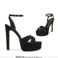 Nova Black - Suede Platform Sandals