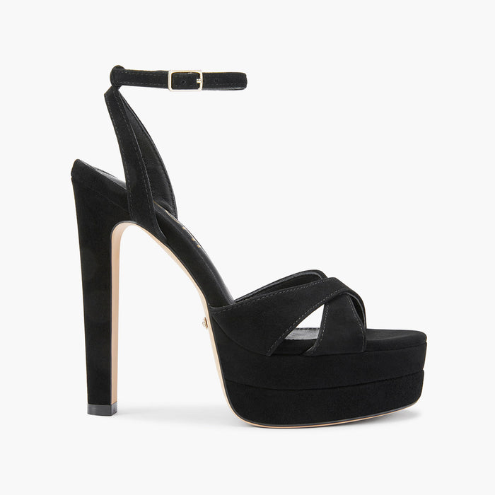 Nova Black - Suede Platform Sandals