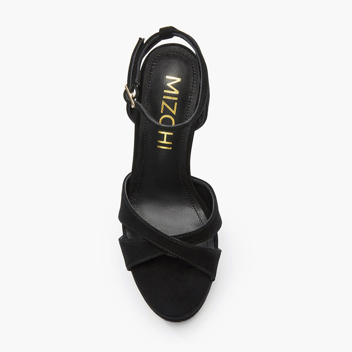 Nova Black - Suede Platform Sandals