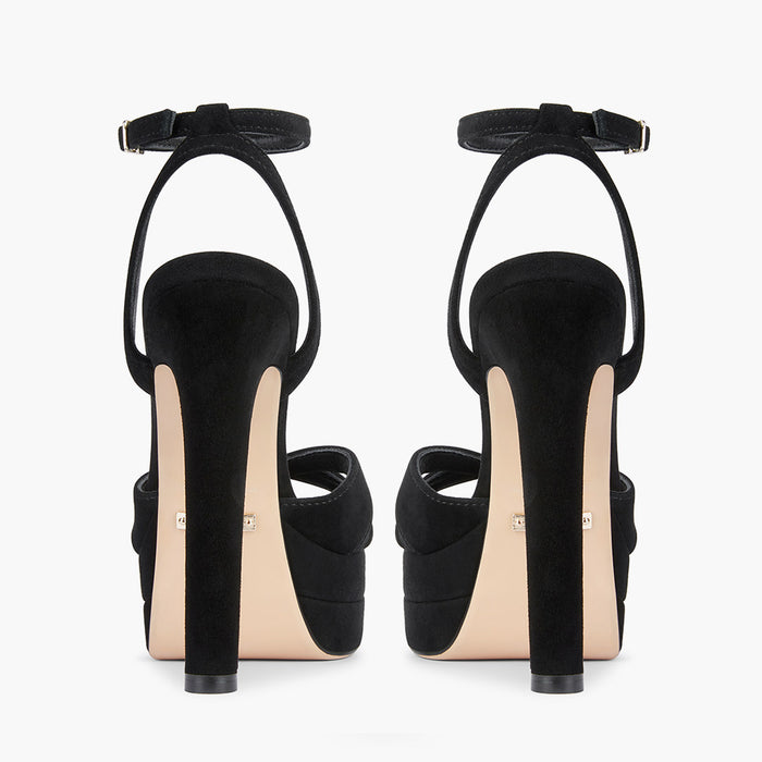 Nova Black - Suede Platform Sandals
