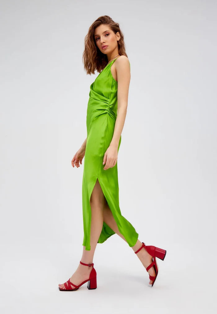 A stylish pair of red leather block heel open toe sandals, perfect for summer, women's footwear.