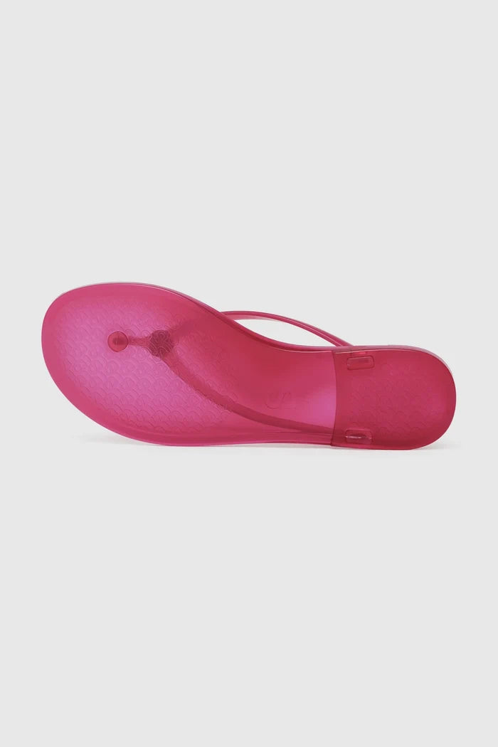 orin sandal in fuchsia by buttonscarves bottom view