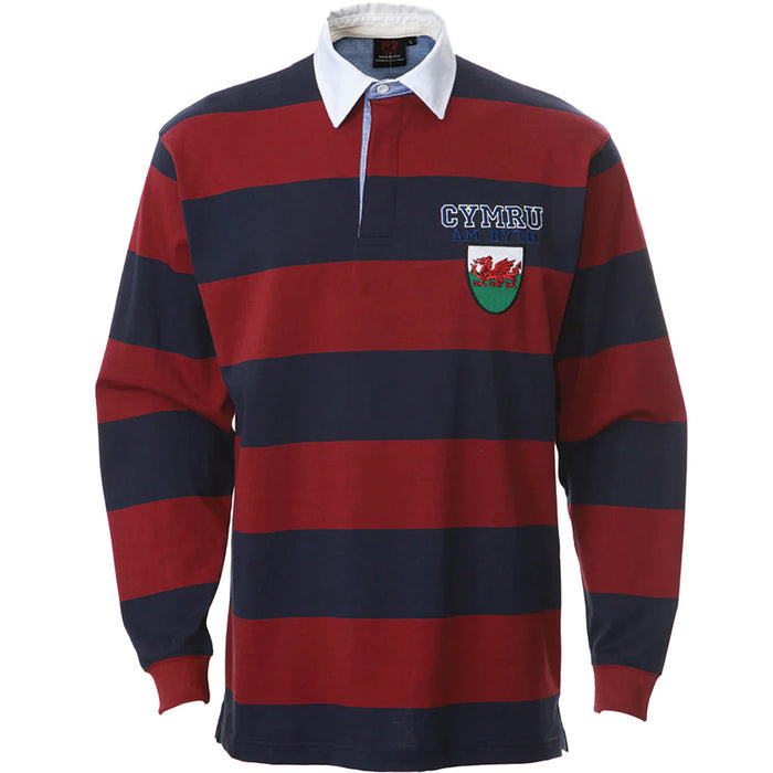 Oxford Stripe Long Sleeve Cymru Rugby Shirt