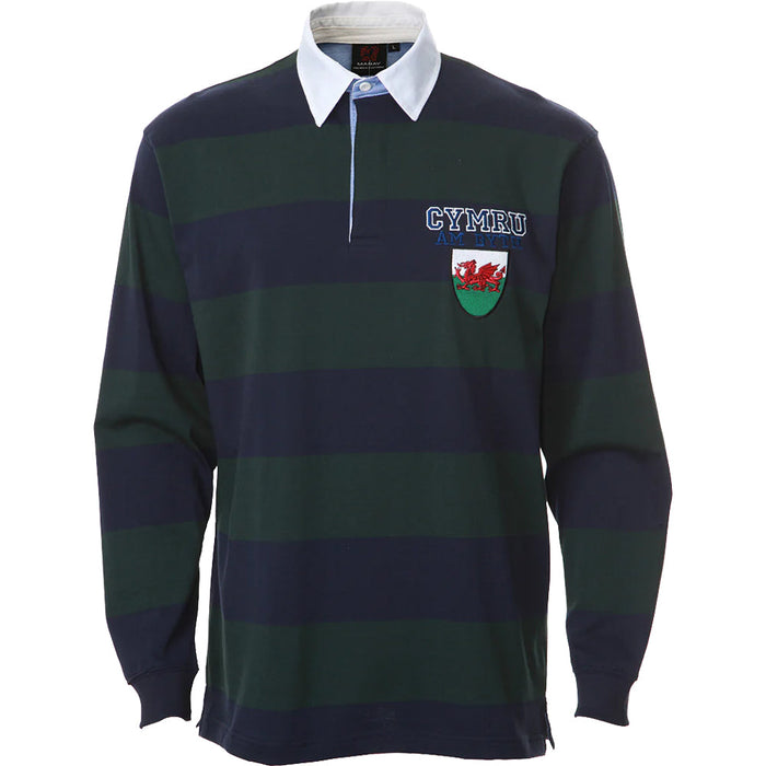 Oxford Stripe Long Sleeve Cymru Rugby Shirt