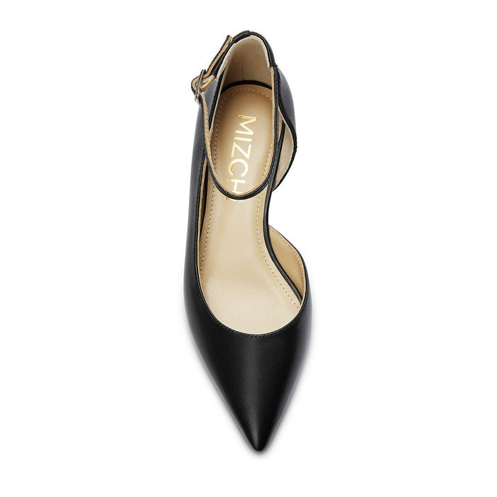 PEEKMI BLACK - Leather Ankle Strap Pumps