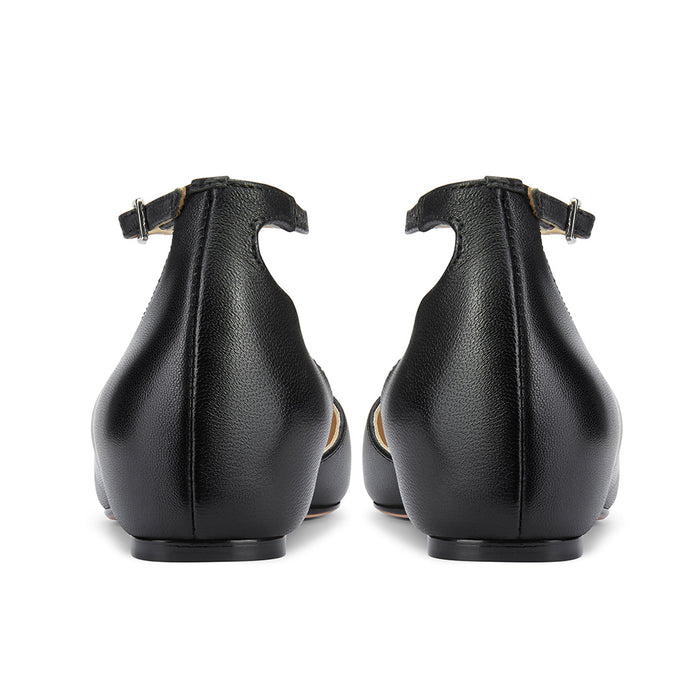 PEEKMI BLACK - Leather Ankle Strap Pumps