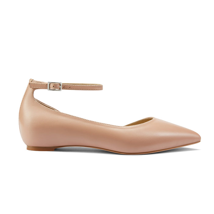 PEEKMI PINK - Leather Ankle Strap Pumps