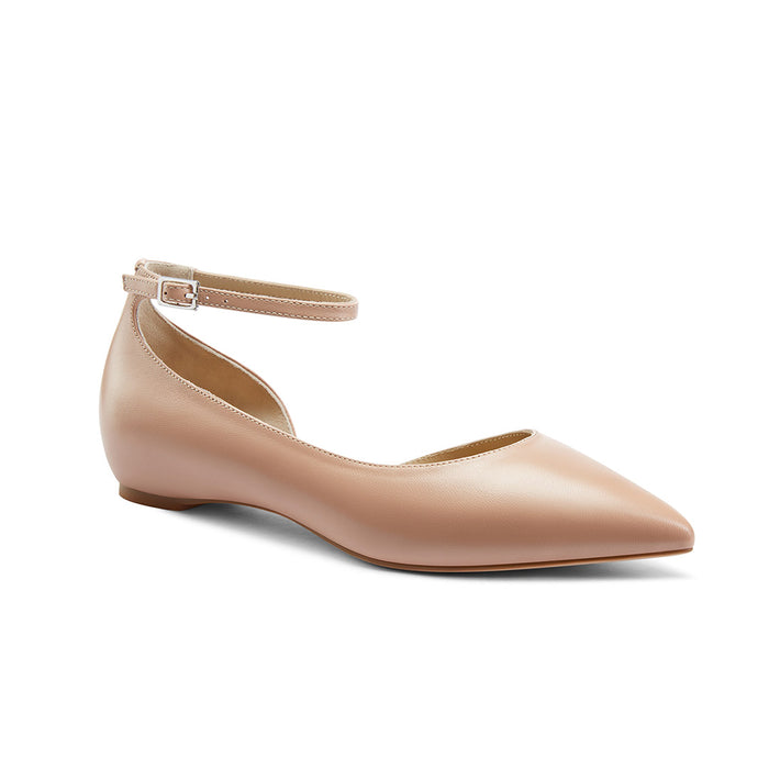 PEEKMI PINK - Leather Ankle Strap Pumps