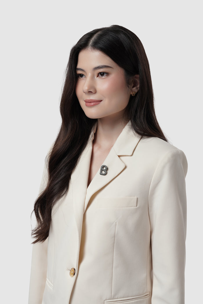 petite signature flat brooch in hematite by buttonscarves on blazer