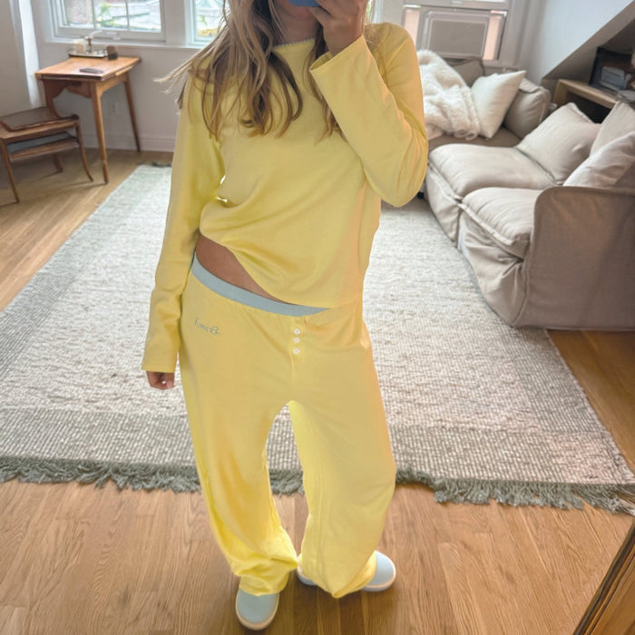 PJ Set - Sunshine Yellow - Cozyland - Brunch - TO1JE1SYP - Apparel