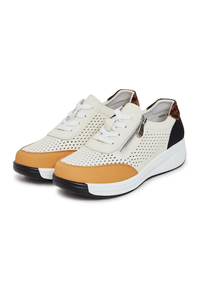 A stylish pair of women's brown platform leather sneakers, perfect for adding a trendy touch to your outfit.