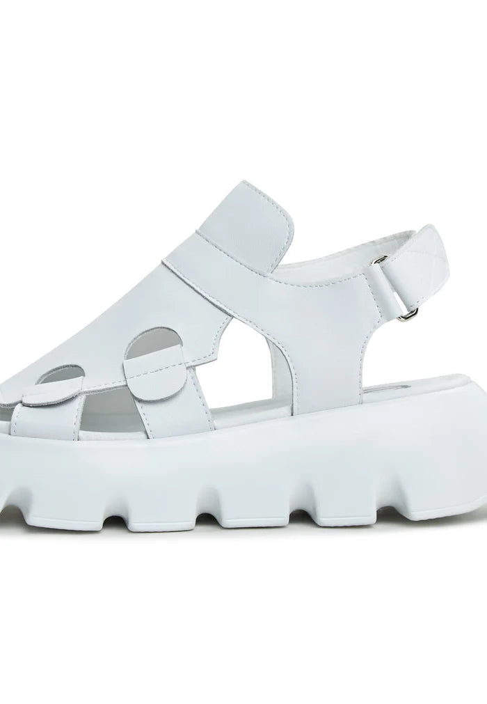 A stylish pair of Amelie white platform sandals, perfect for your online shopping needs.