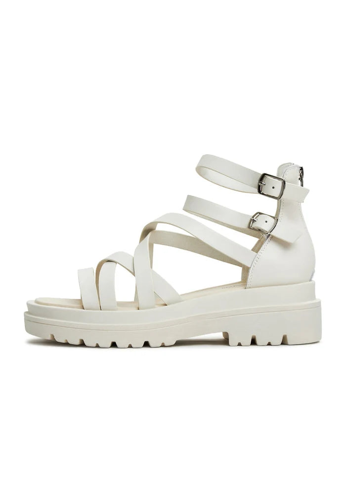 A pair of white strappy Tatiana platform sandals for women, perfect for stepping out in style.