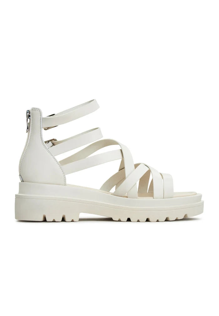 A stylish pair of white Tatiana platform sandals, perfect for women seeking a chic and comfortable white wedge sandal option.