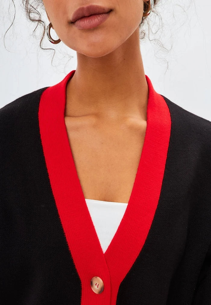 A cozy and stylish chunky knit cardigan with trendy puffy sleeves, perfect for staying warm and fashionable all winter.