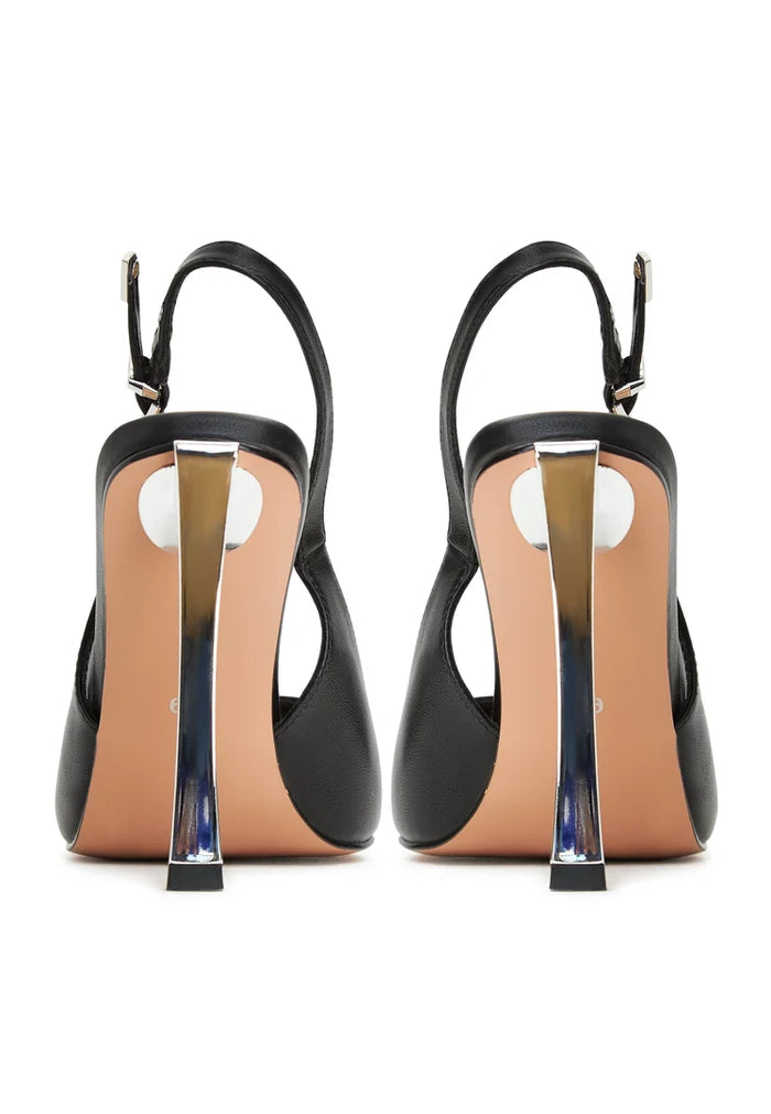 A stylish pair of metallic stiletto pumps with black heels, perfect for a night out on the town.