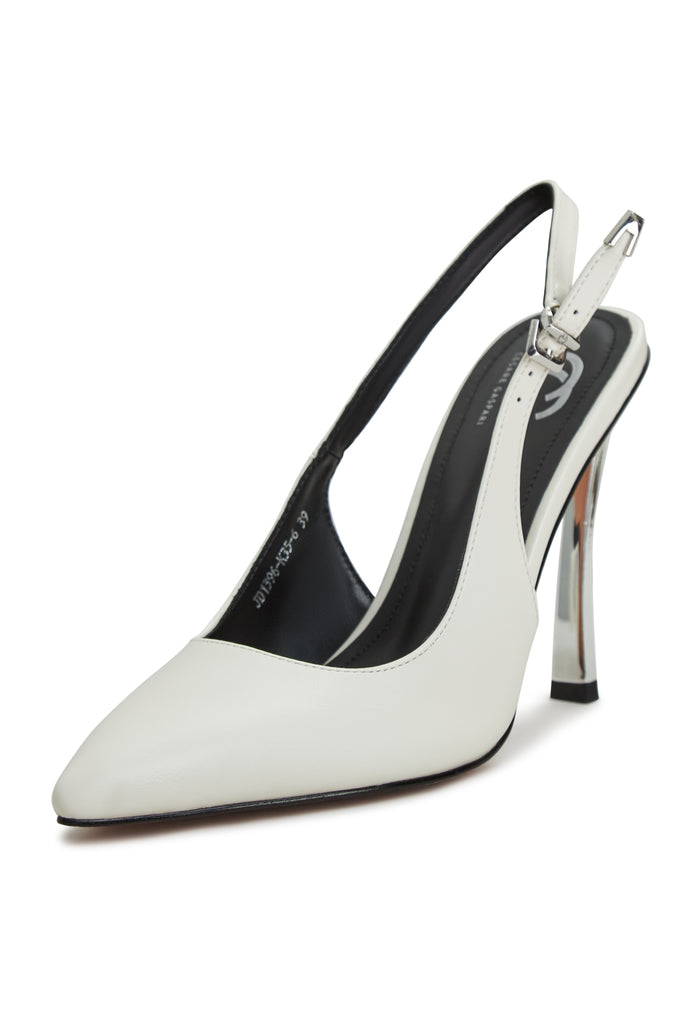 Pumps With Metallic Stilleto Heel - White