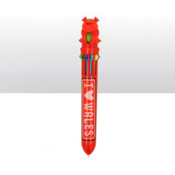 Red Dragon Topped I Love Wales 10 Colour Pen 0036