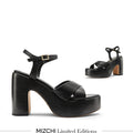 Rylee - Black Platform Leather Sandals