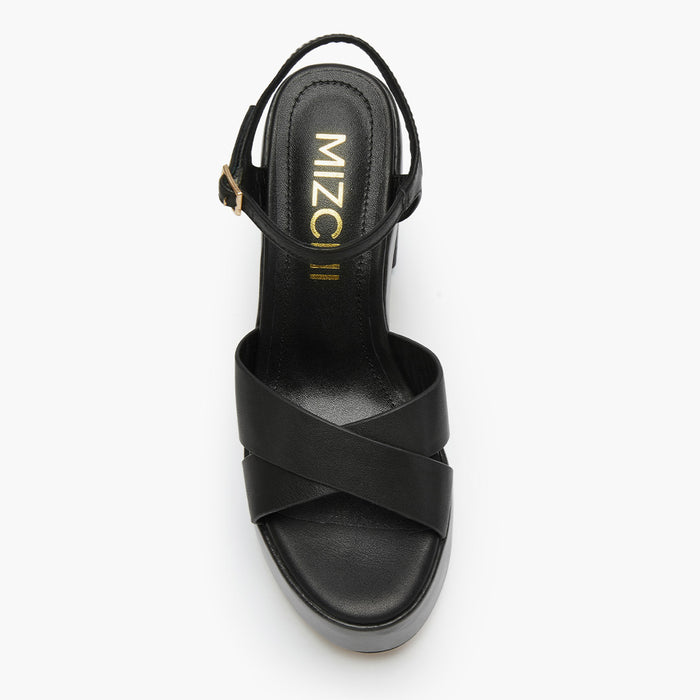 Rylee - Black Platform Leather Sandals