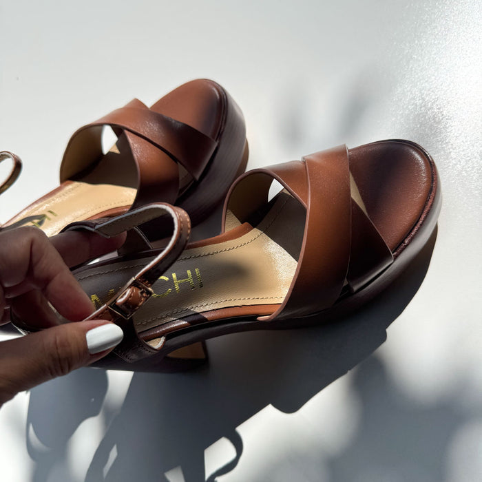 Rylee - Brown Platform Leather Sandals