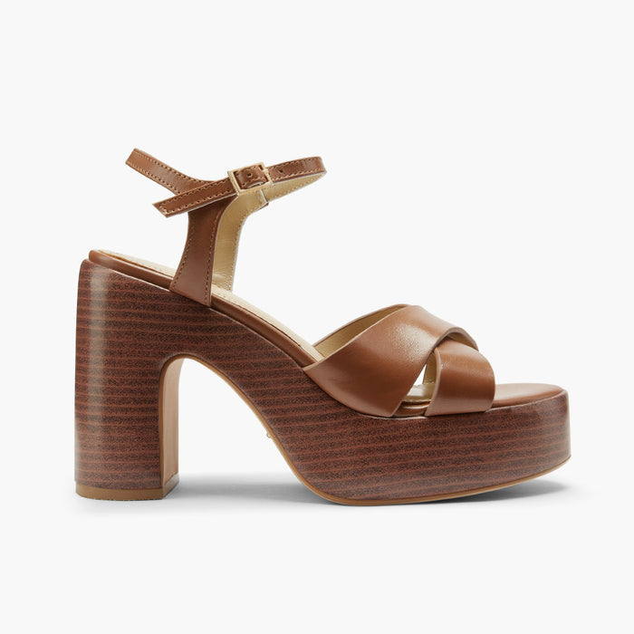 Rylee - Brown Platform Leather Sandals