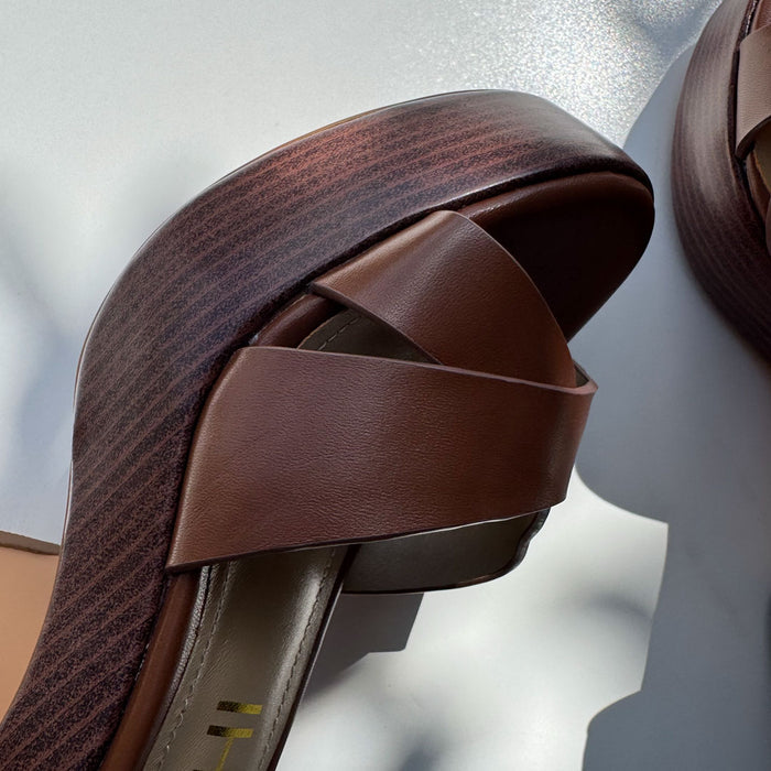Rylee - Brown Platform Leather Sandals